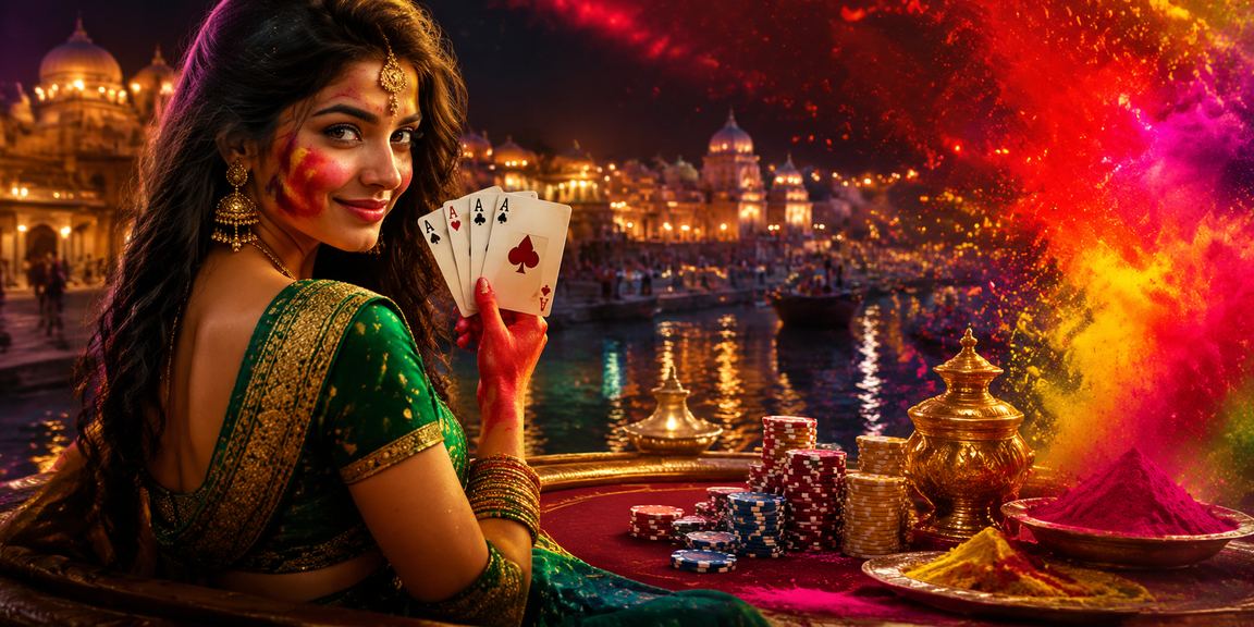 Indian woman playing card games on smartphone in traditional attire